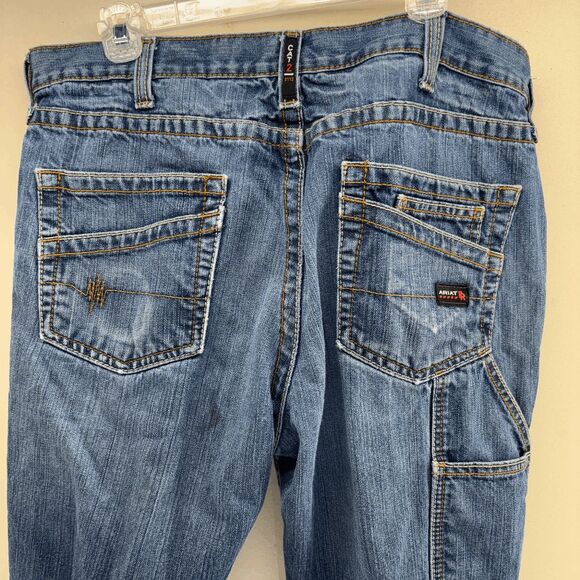 Ariat M4 FR Cat 2 Men’s 36x36 Relaxed Boot Cut Blue Medium Wash Denim Jeans EUC